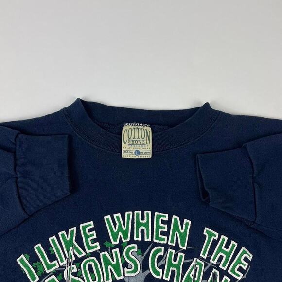 Vintage Fishing to Hunting Mens Funny Comedy Gag Gift Navy Crewneck Size Large - Picture 5 of 8